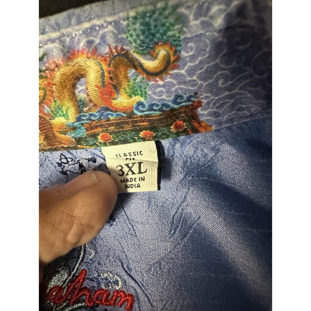 Robert Graham Shirt Mens 3XL Blue Patterned Monogramed Flip Cuffs Classic Fit - Picture 5 of 8